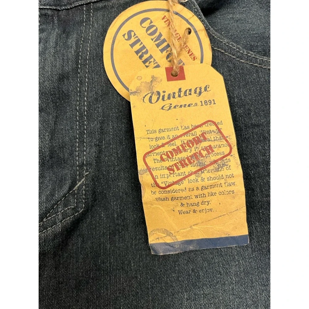 Vintage Genes 1891 Jeans Mens Slim Straight Denim Dark Blue  NWT Sz  36 x 30